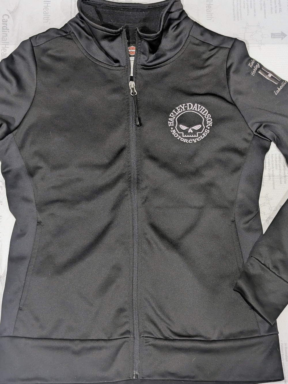 Harley-Davidson Black Full-Zip Women's Motorcycle Jacket with Skull Logo Small